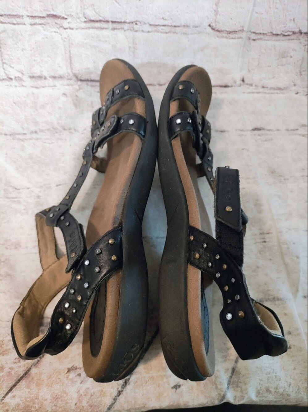 Taos Party Sandals Leather Strappy Studded Comfort Brown Sandals 10 - Picture 5 of 13
